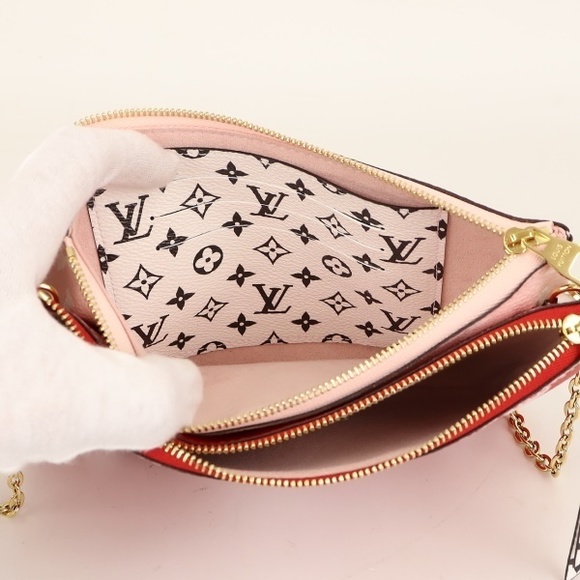 Louis Vuitton Pochette Double Zip Monogram Giant Pouch Red - Picture 4 of 5